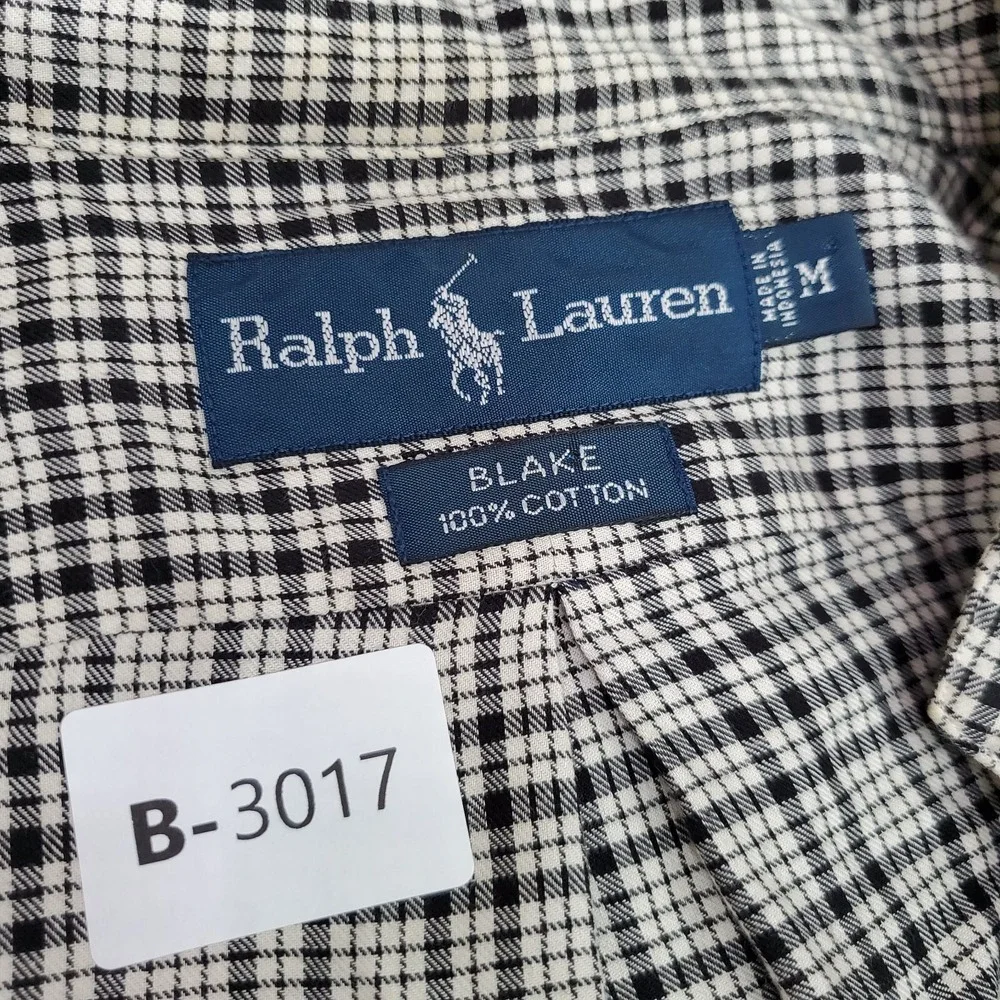 Ralph Lauren Men Button Up Shirt M Beige Plaid Blake Logo Embroidered Pony READ